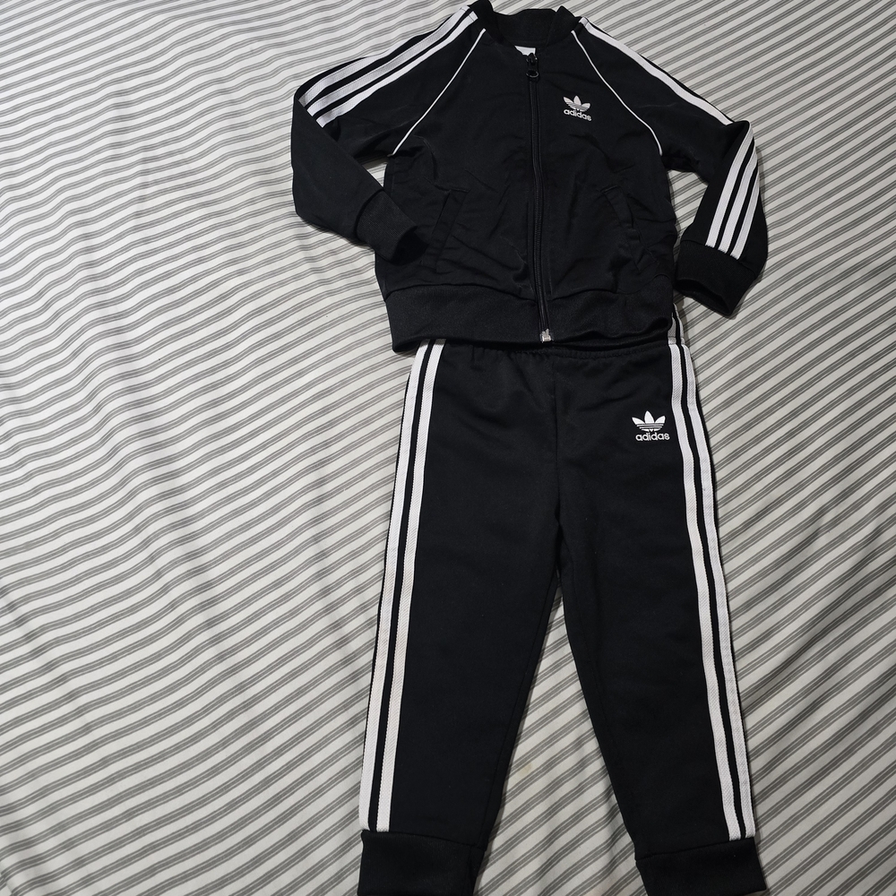 Adidas Kids Black Tracksuit